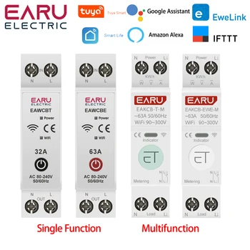 Приложение Tuya eWeLink 6-63A 1P + N WIFI Smart Switch Счетчик энергии, контроль за измерением кВтч, реле таймера MCB, защита от напряжения и тока