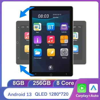 Android 13 2Din Автомобильный Радиоприемник 10,1 Дюймов Мультимедийный Видеоплеер RDS Автоматический Поворотный Вертикальный Экран WIFI BT Головное Устройство 8G 256GB