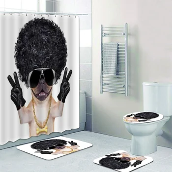 Крутой Гангстер, французский Бульдог, Занавески для душа, Занавеска для ванной, 3D Забавные животные, Собаки, Аксессуары для ванной комнаты, домашний декор для любителей собак