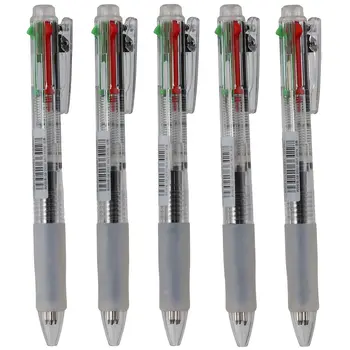 5ШТ Пластиковая Выдвижная Шариковая ручка 0,7 мм Прочные многоцветные Шариковые ручки Надежного качества Черного, синего, зеленого и красного цветов