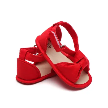 Сандалии для маленьких девочек, летняя однотонная обувь на мягкой подошве с открытым носком, Аксессуары для ходьбы для малышей, новорожденных