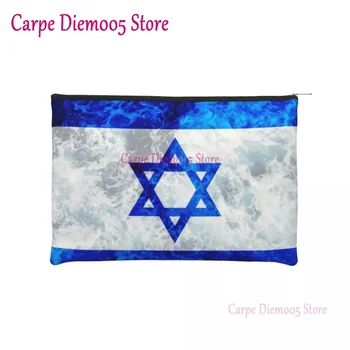 Дорожная сумка с изображением флага Израиля, Модный косметический органайзер для макияжа с океанскими волнами для женщин, чехол для хранения косметики Dopp Kit